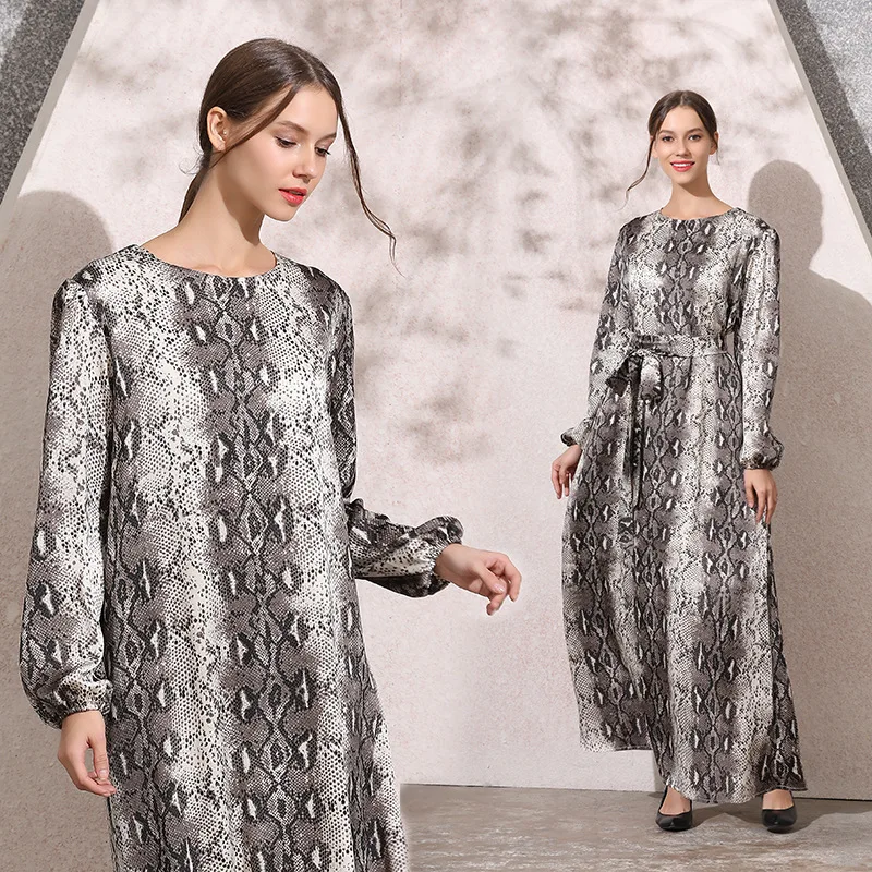 

2019 Early Spring New Products WOMEN'S Dress # Ethnic-Style Autumn And Winter New Style Long Sleeve Large Size Slimming Striped