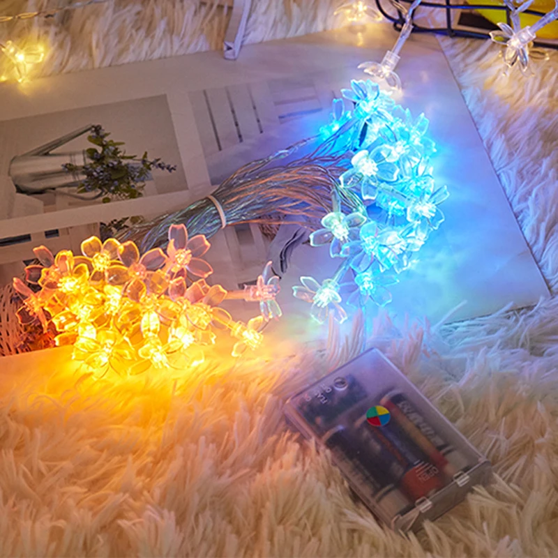 

Led Decoration Cherry Blossom Garland Battery Powered LED String Fairy Lights Crystal Flower For Party Wedding Christmas Decor