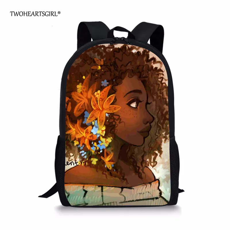 Twoheartsgirl черный комплект школьных сумок для девочек в африканском стиле для девочек-подростков, милый школьный рюкзак для детей, подарок - Цвет: Z5020C