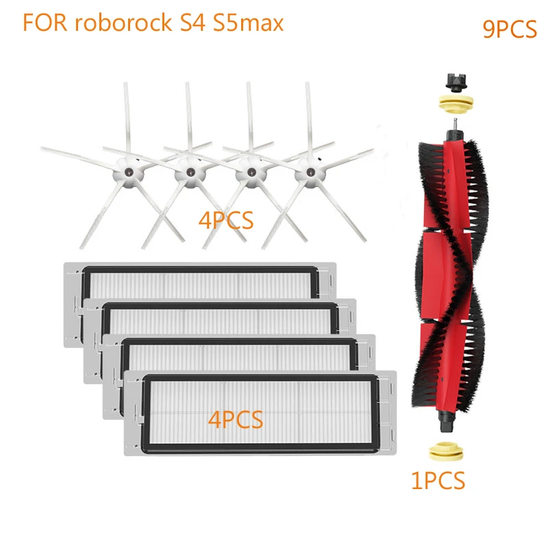 9 шт. робот пылесос HEPA фильтр основная щетка боковая щетка аксессуары комплект для Xiaomi roborock S4 S5MAX части робота