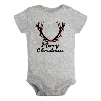 

Reindeer Merry Christmas Cartoon Cute Bow Sister Baby Girl Boys Clothes Short Sleeve Romper Jumpsuit Outfits 100% Cotton Present