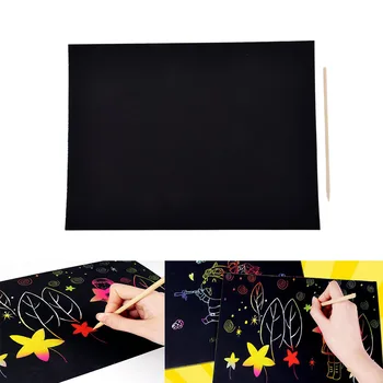 

Art Painting Paper With Drawing Stick Baby Playing Toy 1Pcs A4 Sheets Painting Teaching Tools Set Scratch Paper Magic Scratch