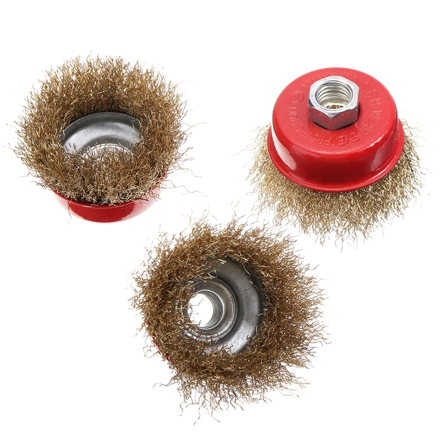 Circular brass coated cup wire brush for angle grinder, ø65mm