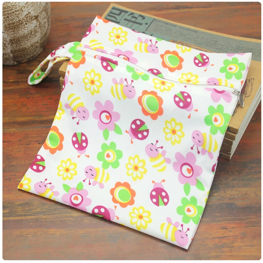 SLAIXIU Diaper Storage Bag  Reusable Waterproof Fashion Prints Wet/Dry Bag Storage Bag Travel Nappy Bag