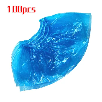 

100Pcs Thickened Disposable Shoe Covers Tensile Resistance Wear Resistant PE Disposable Cover Shoes Cover Blue