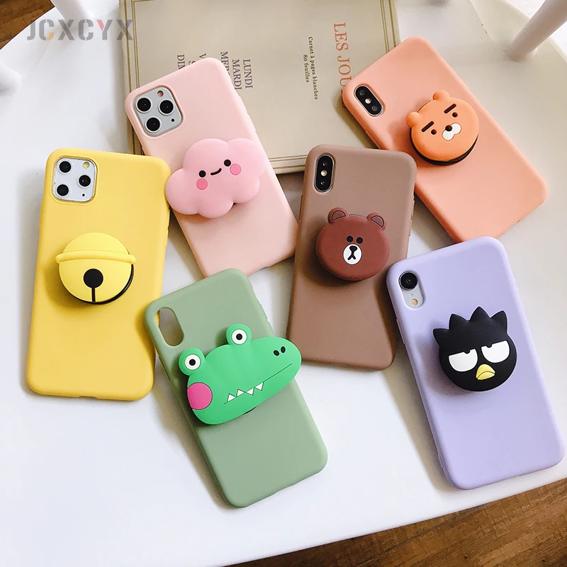 3D Bear crocodil Cartoon Soft phone case for iphone X XR XS 11 Pro Max 6 7 8 plus Holder cover for samsung S8 S9 S10 A50 Note 8