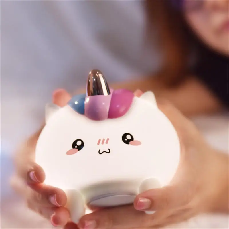 Силиконовый мультяшный Симпатичный USB Перезаряжаемый сенсорный датчик, светодиодная Ночная Атмосфера, настольная лампа для детей, подарок, украшение комнаты