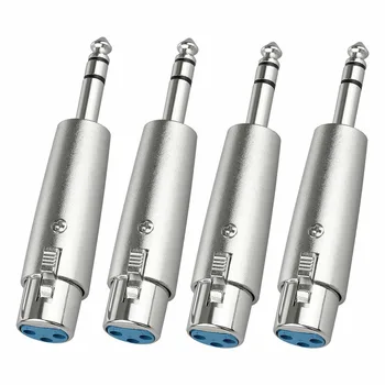 

4pcs1/4" 6.5mm Male Plug to XLR female 3 pin socket Mono Audio adapters microphone adapter 6.35 to RCA connnector TRS Adapter