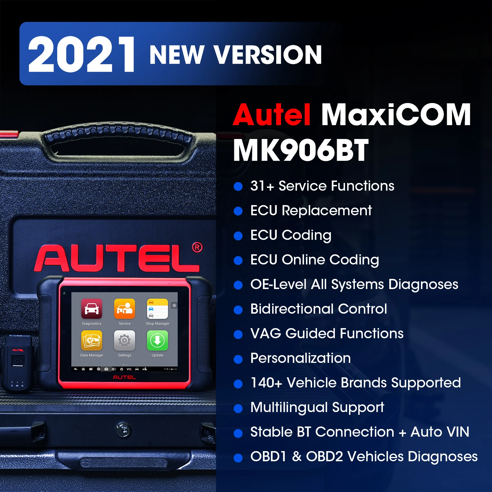 Autel Maxicom Mk906bt Car Diagnostic Tool Bluetooth Automotivo Scanner Ecu Coding Pk Maxisys Ms906bt Ms908s Ms906 Engine Analyzer Aliexpress