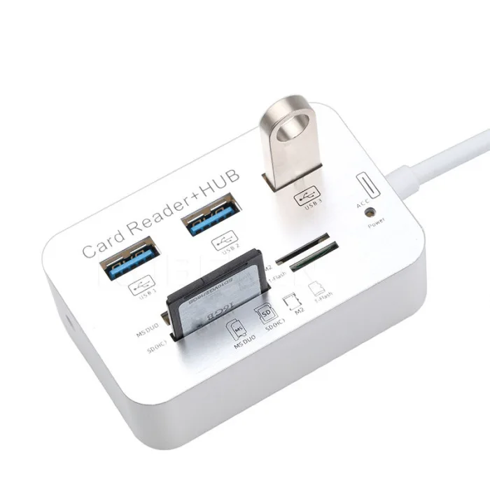 3 порта USB Multi-In-1 концентратор MS SD M2 TF считыватель карт памяти Алюминиевый адаптер IJS998