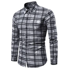 Модная умная Повседневная рубашка с принтом в клетку для мужчин повседневная клетчатая хлопковая вечерняя рубашка рубашки для мужчин