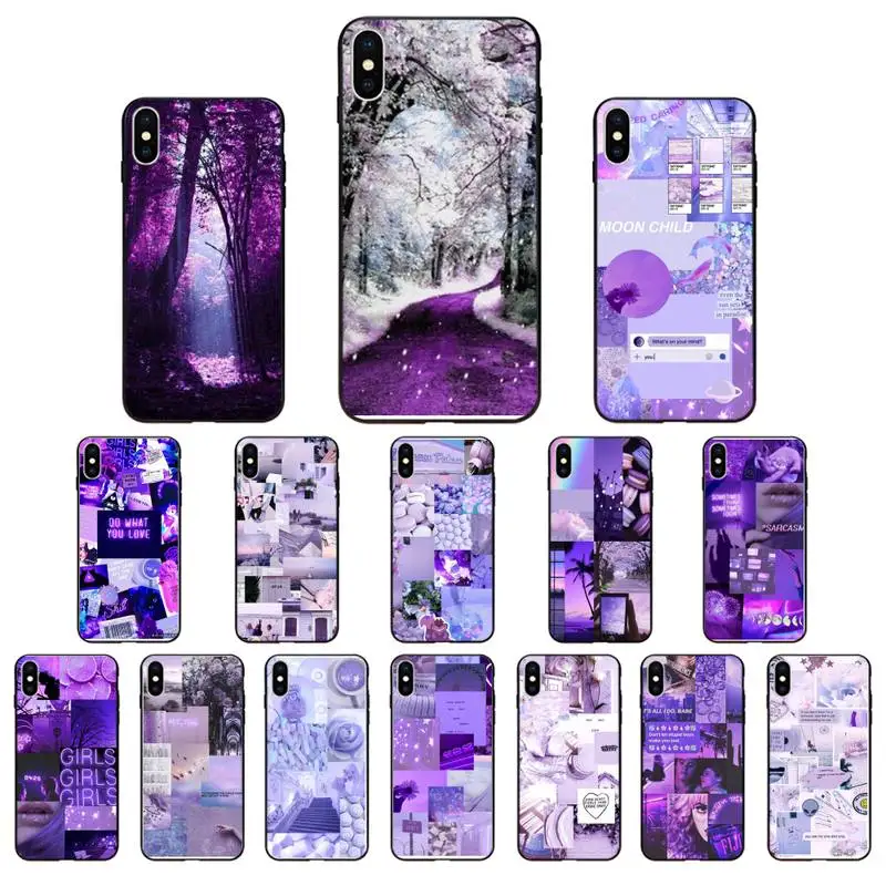 Purple Love Aesthetic Art Girl Silicone Black Phone Case For iphone SE2 12 11 Pro XS MAX XR 8 7 6 Plus 5 5S SE | Мобильные телефоны