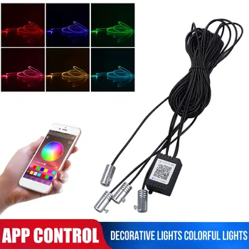 

Vehemo Cold Light Strip Car Led 6 Meters Four Interfaces Ambient Light Bluetooth Neon Kit Auto Colorful Lamp Voice Control