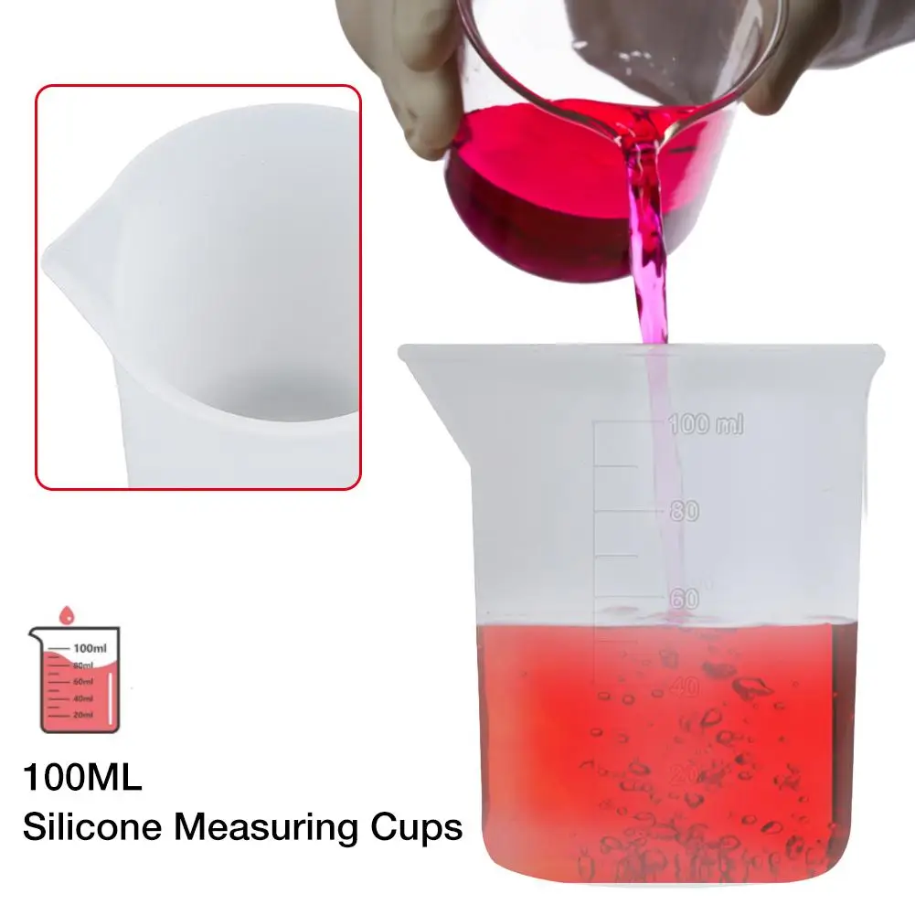 4 шт./компл. силиконовая мерная чашка DIY ручной работы инструмент со шкалой 100 мл белая мерная чашка для экспериментального домашнего хозяйства