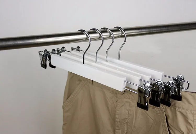 Hangerworld Вешалка из натурального дерева с металлическими зажимами для брюк, для брюк, юбки(12 шт./лот