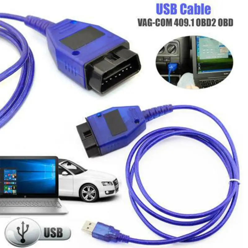 VAG-COM 409 1 Vag Com 409Com Kkl OBD2 Диагностический кабель USB интерфейс сканера для VW Audi Seat |