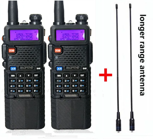 2 PCS Two Way Radio Walkie Talkie Baofeng uv-5r 3800 Battery For CB Ham Radio Station uv 5r VOX Comunicador Portable Radio Sets hunting walkie talkies Walkie Talkie