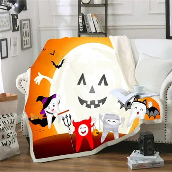 

3D Halloween faux fur fleece Blanket Double Blanket Lunch Break Blanket Sofa Blanket Bedding Bedspread