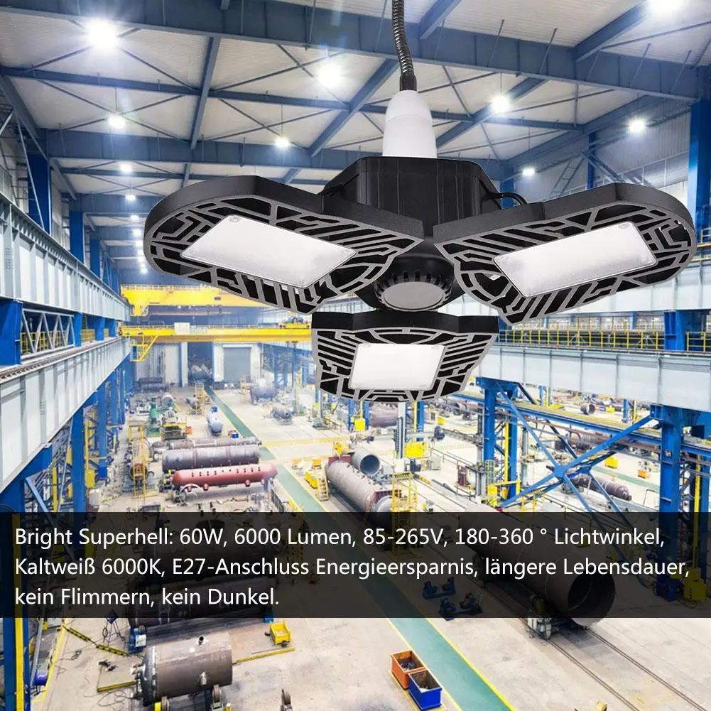 Светодиодная гаражная лампа UFO deформованная промышленная лампа E27/E26 Led High Bay Light 60 Вт мастерская парковочная лампа для склада 85-265 в высокая интенсивность