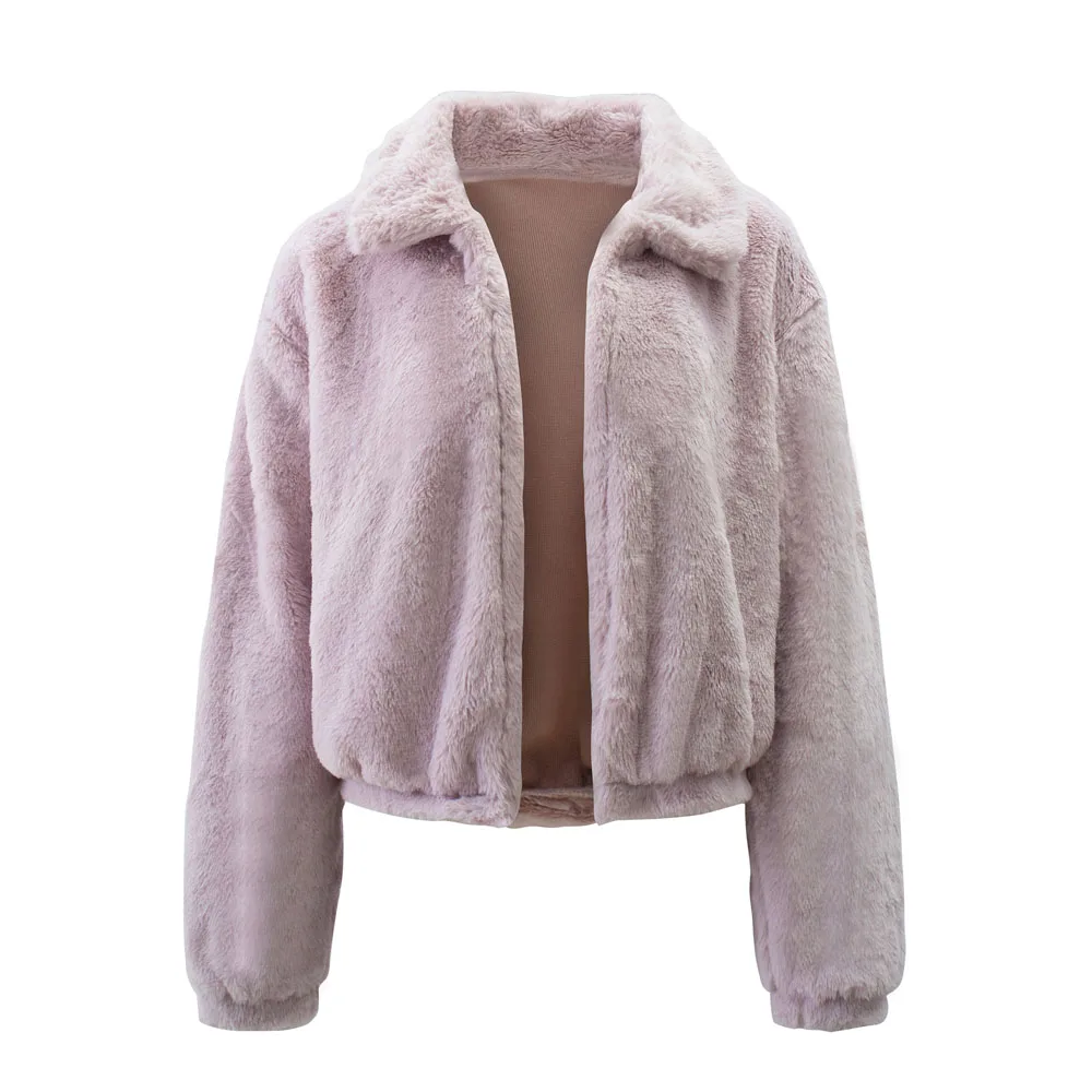 Plus Size Women's Teddy Bear Winter Warm Thick Fluffy Coat Lapel Fleece Fur Casual Short Jacket Top Vintage Solid Clothes S-3XL