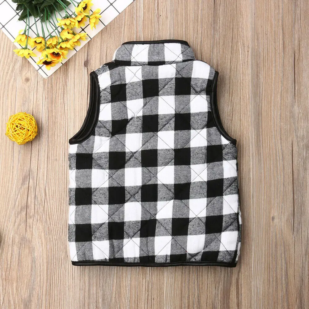 Citgeett 4 Colors New Plaids Girls Kids Fall Sweatshirt Outfits Zipper Jacket Waistcoat Sleeveless Coat Autumn Outwear