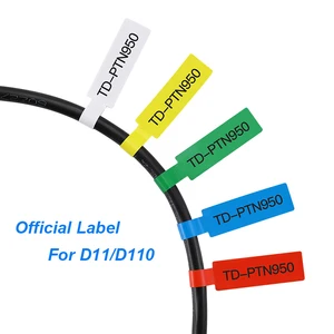 NIIMBOT-etiqueta oficial para máquina D11/D110, etiqueta adhesiva para Cable, bandera, papel térmico pigtail, impermeable, blanco, compra 5 y obtén un 30% de descuento