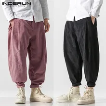 INCERUN,, мужские однотонные шаровары, модный тренд, Мешковатые повседневные брюки, Джокер, уличная одежда, мужские вельветовые спортивные штаны для бега