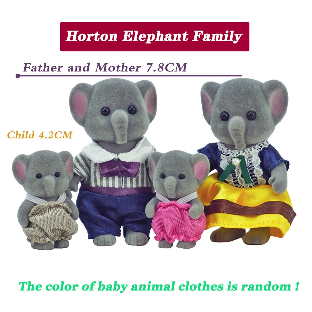 New Kids Toy 1/12 DollHouse Accessorie Forest Animal Home Miniature Doll 3 Inch Horton Elephant Family Collectible Toy For Girls 6