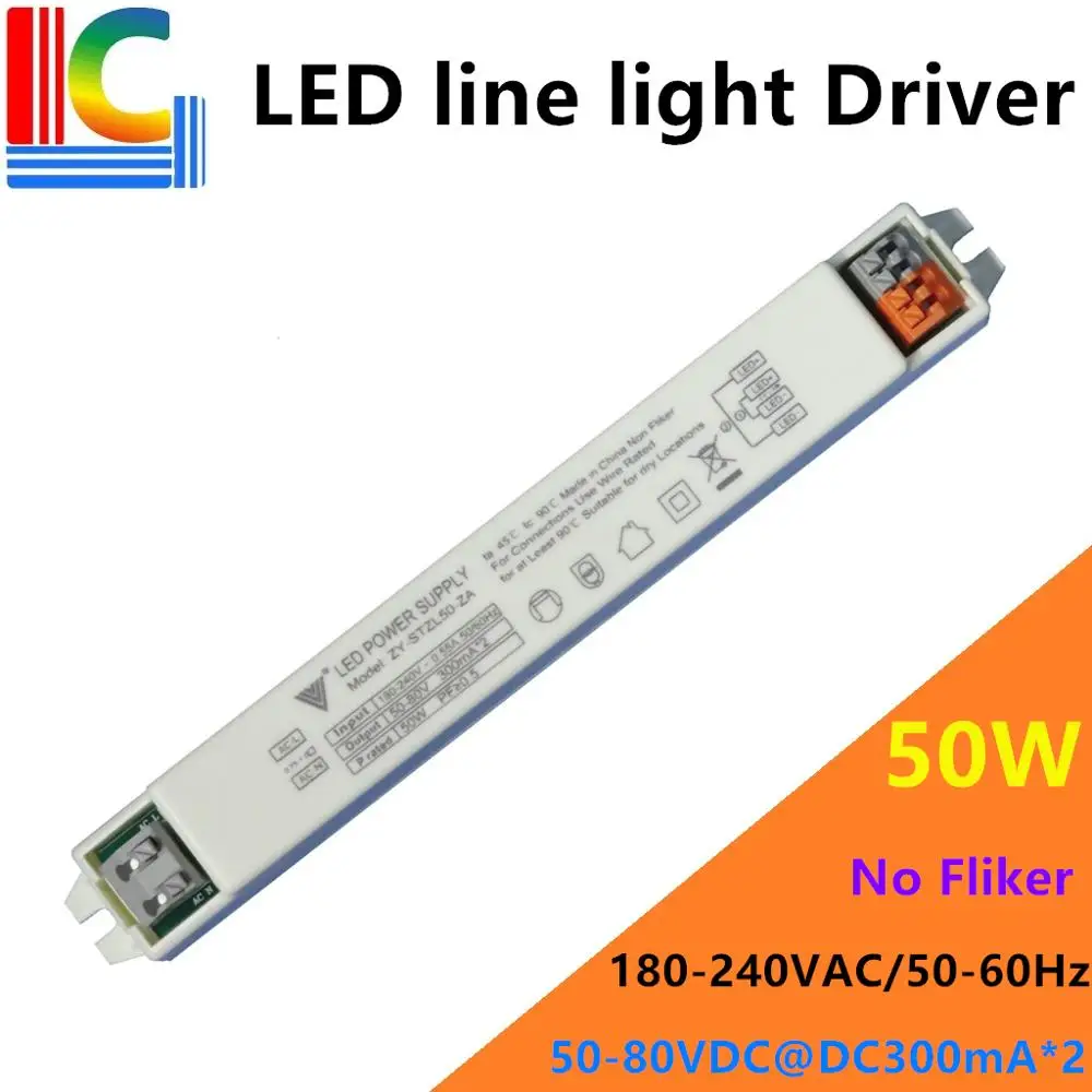 

5PCs No Fliker 50W Non isolation LED Line light Driver 50-80V 300mA Double group Power Supply 60-160V Single group transformer