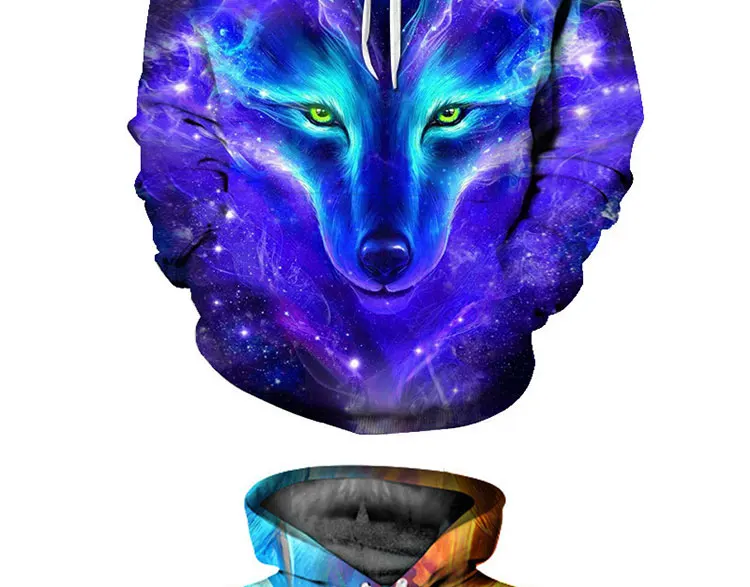 DUOUPA 2019 новый модный свитер с толстовка с капюшоном для мужчин 3D Волк мужчин и женщин с капюшоном модный бейсбольный униформенный свитер