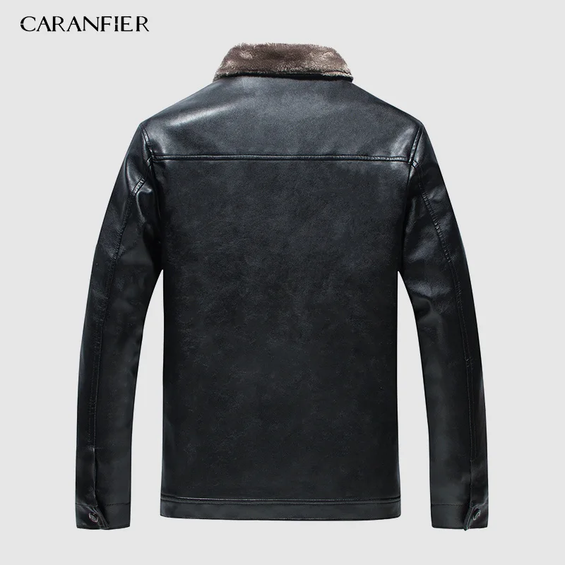 CARANFIER Новая зимняя мужская мотоциклетная кожаная куртка Мужская ветровка Куртки