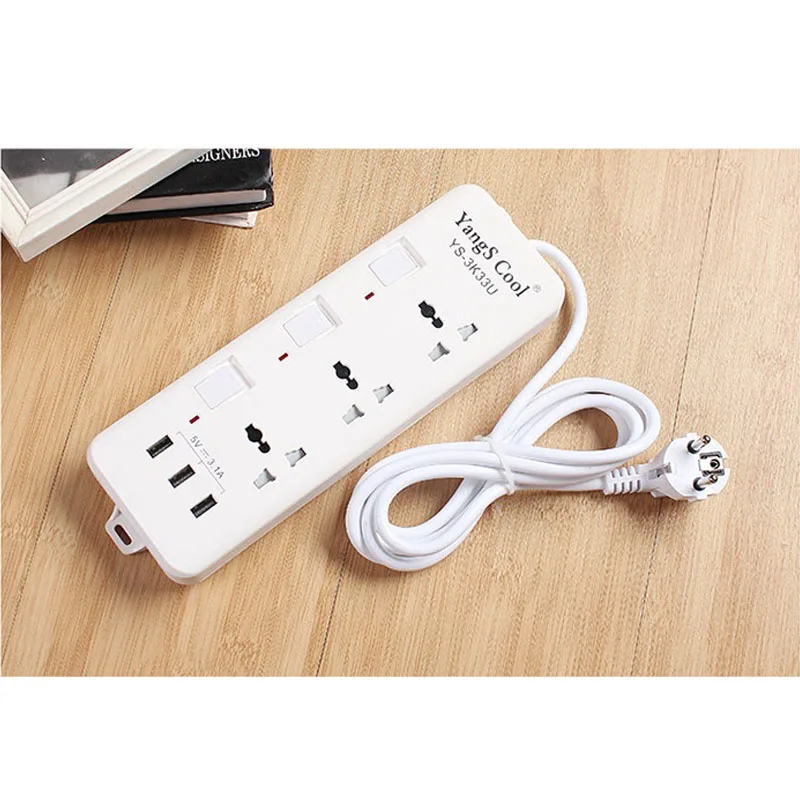 ЕС Plug Удлинитель Переключить индивидуальное управление AC Розетки Защитная дверь Разъем удлинителя С 4 портами USB для быстрой зарядки - Цвет: Белый