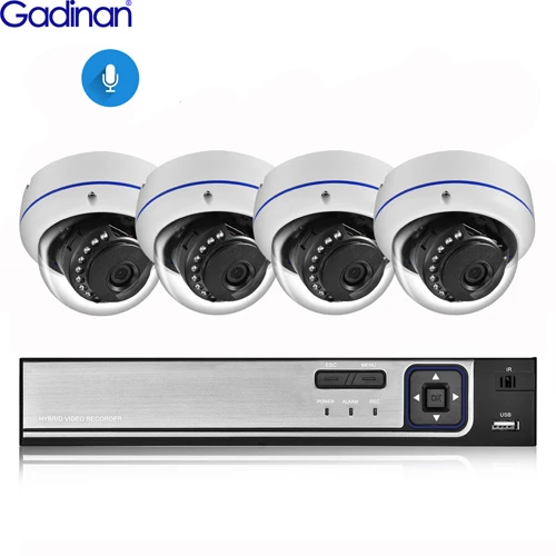 Gadinan 4 Channel POE NVR kit 5MP Audio PoE IP Camera CCTV System Outdoor Dome Waterproof Email Alert Video Surveillance Kit defender security camera Surveillance Items