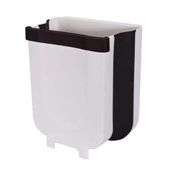 

5L Wall Mounted Folding Waste Bin Kitchen Cabinet Door Hanging Trash Bin Waste Storage for Bathroom Toilet Car Kitchen