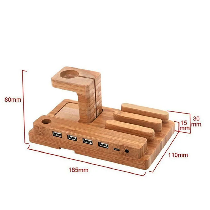 

Wooden Tablet Charging Dock Station Mobile Phone Stand Holder Charger For iPhone X 8 7 Plus 6 6S Plus For apple Watch 4 3 2 1
