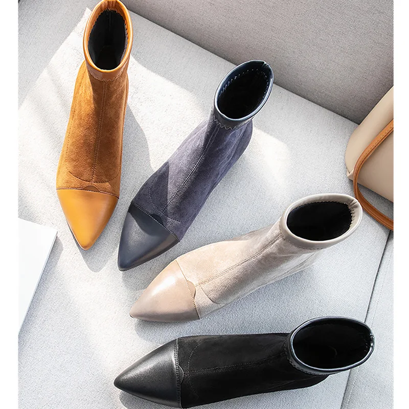 Botines Mujer коллекция 2019 года зимние ботинки женские Модные осенние из флока на меху