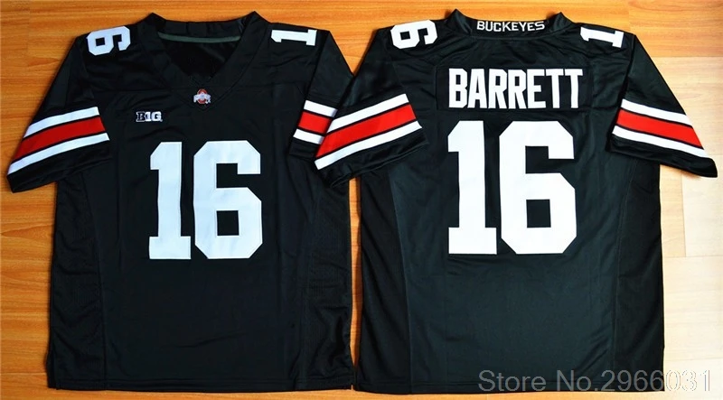 Black Мужская одежда J.T. Ohio State Barrett 16 колледж Джерси-черный белый красный сшитый Размер S-3XL - Цвет: Black