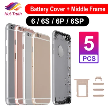 

5 PCS Back Housing For IPhone 6 6g 6s Plus Battery Cover Door Middle Frame Chassis For 6SP with Side Buttons Sim Tray +Tools