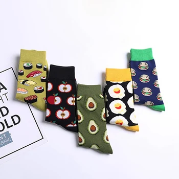 

New High Quality Super Elastic Breathable Cotton Socks Casual Bicycle Socks Food Printing Shoes Socks Running Socks Accessories