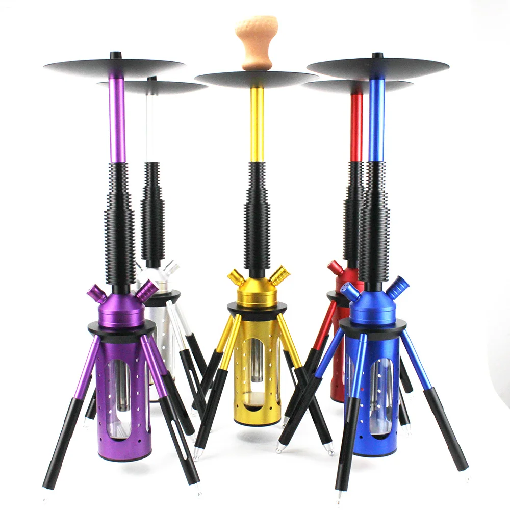 2020 Hookah Rocket Shisha With Stable Glass Vase Diffuser Acrylic Metal Rockets Shisha LED Light Narguile Water Pipe Set