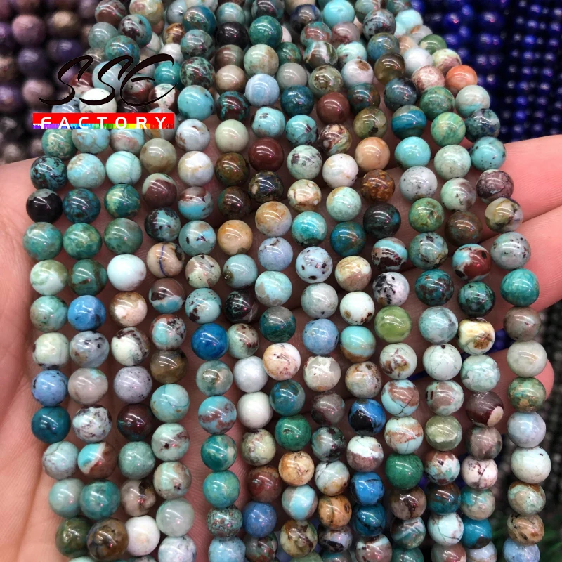 Top Natural Chinese Turquoises Stone Beads Round Loose Beads For Jewelry Making DIY Charm Bracelet Handmade 6 8 10MM 15