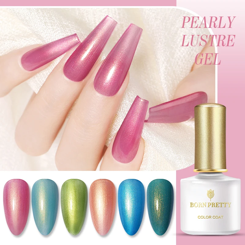 

BORN PRETTY Pearly Gel Nail Polish Lustre Hybrid UV Gel Kit Colorful Soak Off UV LED Gel Nail Art Varnish Base Top Coat