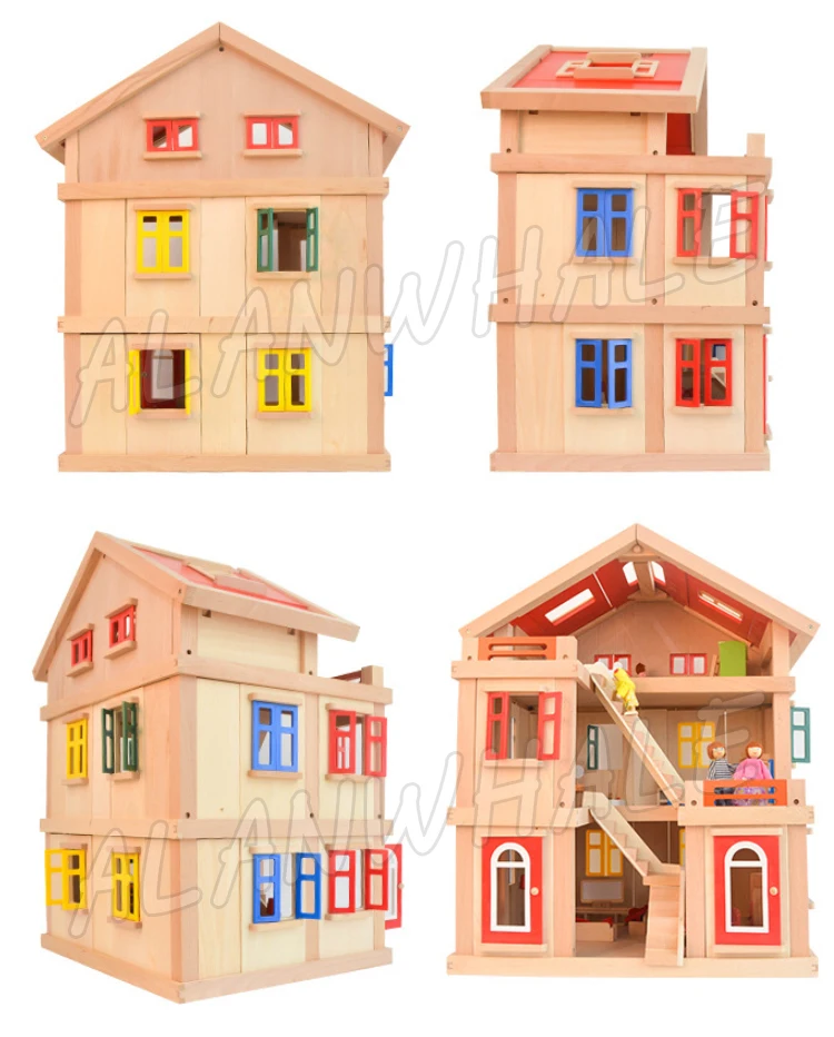75*56*43 см Hi-Rise Кукольный дом большая вилла трехэтажный деревянный кукольный домик и мебель набор с мебели модель строительные игрушки