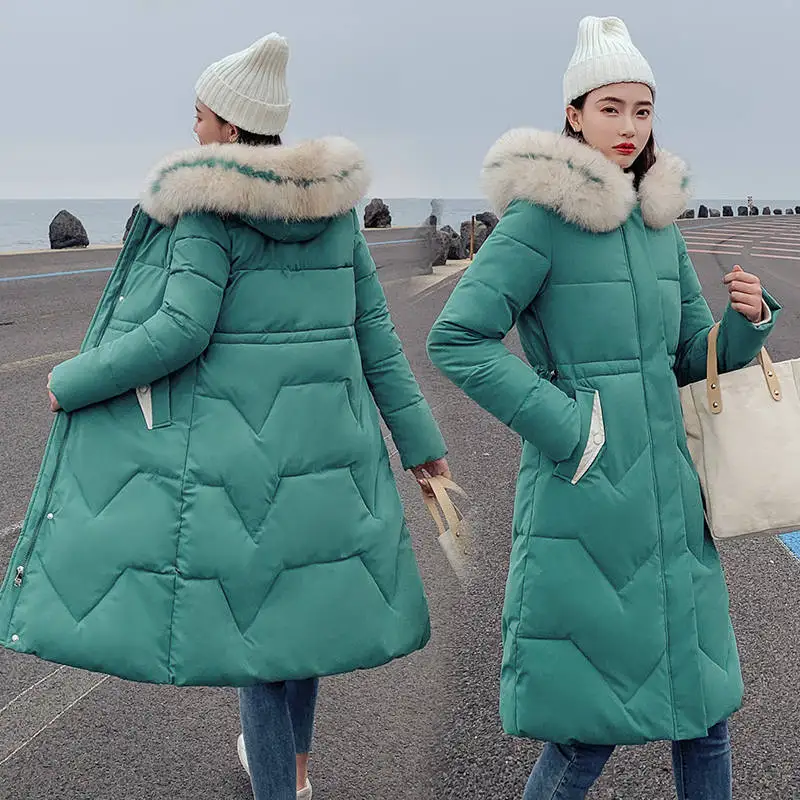green Осенне-зимняя куртка размера плюс 5XL, женская одежда, парка с длинным капюшоном, Mujer, хлопковая зимняя куртка, s, утепленное пальто для женщин C5751 - Цвет: green