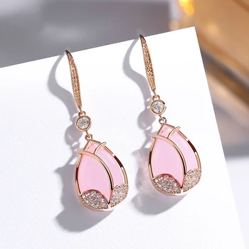 

Gently Pink Resin Pendant Hanging Earring For Women Trendy Tulip Flower Acrylic Drop Dangle Earrings Wedding Jewelry Free Ship