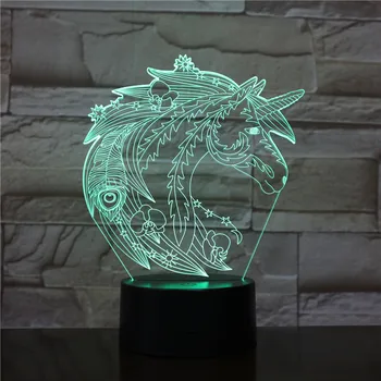 

The Unicorn 3D Lamp Multi-color with Remote Cool Decorative for Indoor Lampara Led Night Light Lamp Visual Light Effect Hologram