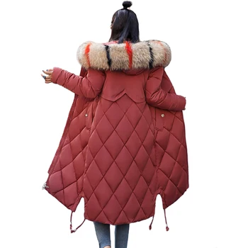 

2019 New Arrival Winter Jacket Women With Colorful Fur Hooded Womens Jackets Winter Outwear Long Female Coat Parka Slim