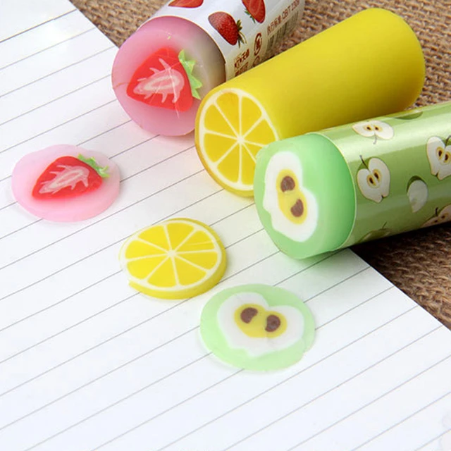 3pcs Creative Fruit Pencil Eraser, Random Eraser, Stationery Supplies,  School Office Stationery, Eraser Gift, Rubber, Random Fruit Eraser 