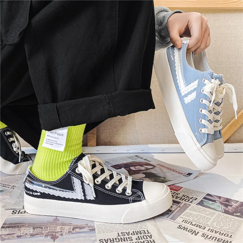 2021 spring new low top men's canvas shoes