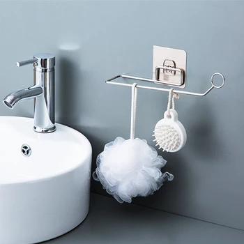 

1PC Wall-Mounted Hanger Stainless Steel Single Pole Towel Rack Kitchen Bathroom Hotel Towel Rack Organiser Rack Holder Household